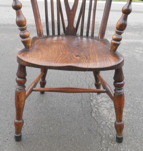 ANTIQUE ELM KITCHEN WHEELBACK ARMCHAIR - ADDITIONAL PHOTO 3