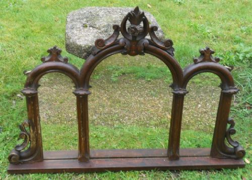 Victorian Carved Walnut Triple Overmantel Mirror