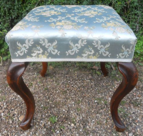 Victorian Walnut Framed Upholstered Dressing Stool