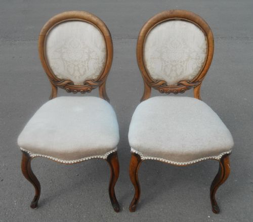 Pair Victorian Satin Birch Dining Chairs