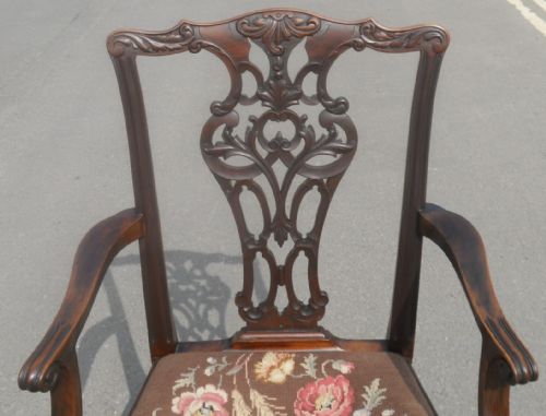 GEORGIAN STYLE MAHOGANY CARVER ARMCHAIR BY JAS SHOOLBRED - ADDITIONAL PHOTO 1