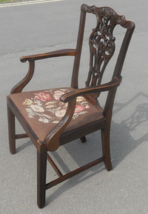 GEORGIAN STYLE MAHOGANY CARVER ARMCHAIR BY JAS SHOOLBRED - ADDITIONAL PHOTO 5