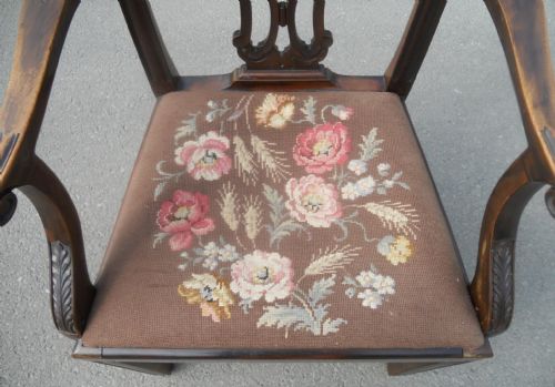 GEORGIAN STYLE MAHOGANY CARVER ARMCHAIR BY JAS SHOOLBRED - ADDITIONAL PHOTO 7