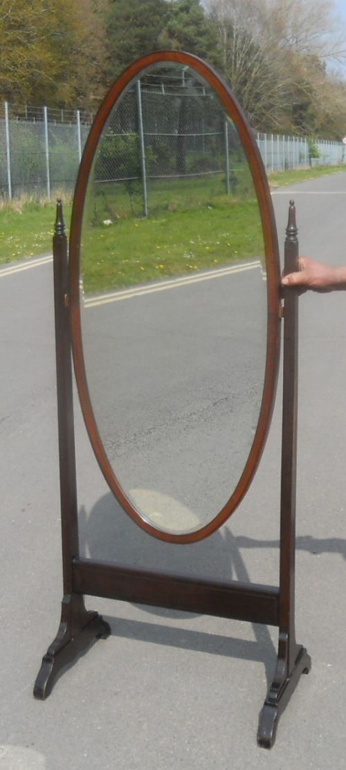 Oval Mahogany Framed Adjustable Cheval Mirror