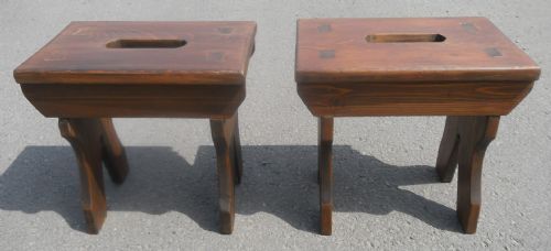 PAIR PITCH PINE FOOTSTOOLS - ADDITIONAL PHOTO 1