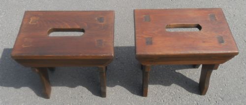 PAIR PITCH PINE FOOTSTOOLS - ADDITIONAL PHOTO 2