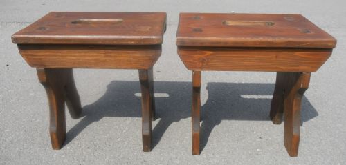 PAIR PITCH PINE FOOTSTOOLS - ADDITIONAL PHOTO 3