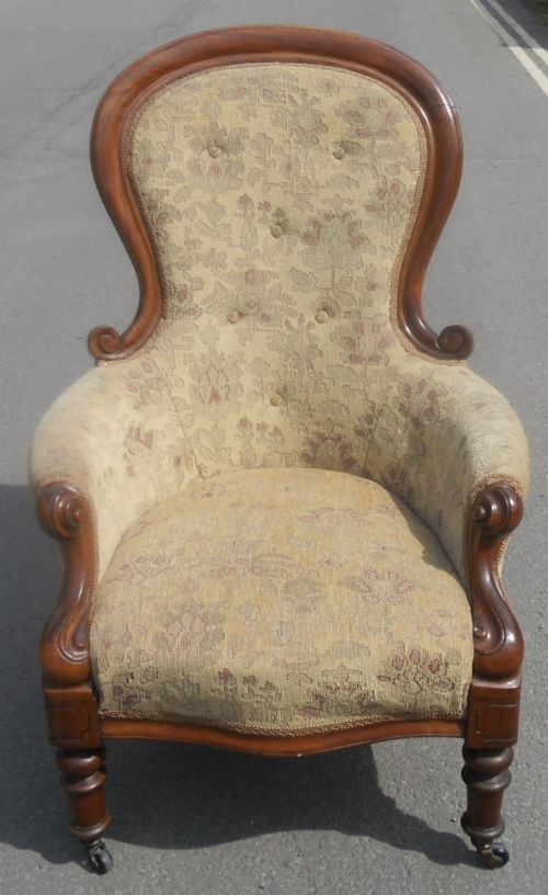 Victorian Mahogany Framed Upholstered Armchair