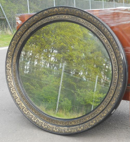 Large Oval Ebonized Wall Mirror