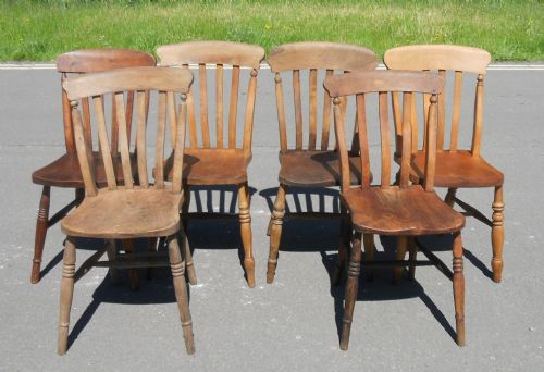 Six Odd Windsor Lathback Kitchen Chairs