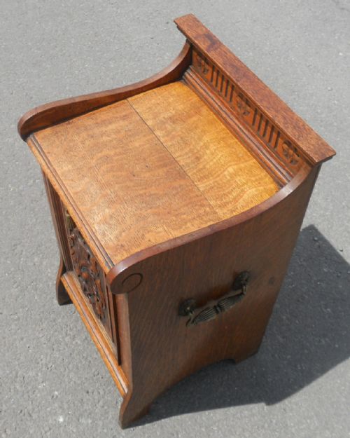 EDWARDIAN QUALITY OAK COAL BOX - ADDITIONAL PHOTO 6