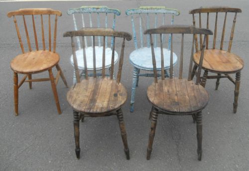 Six Odd Penny Seat Kitchen Chairs