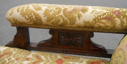 VICTORIAN MAHOGANY FRAMED UPHOLSTERED FIRESIDE ARMCHAIR - ADDITIONAL PHOTO 6