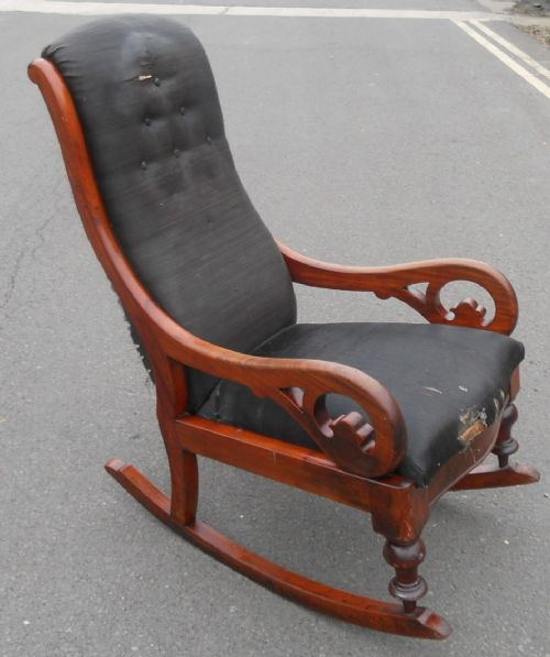 Victorian Mahogany Framed Rocking Armchair