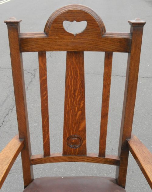 EDWARDIAN GOLDEN OAK CARVER ARMCHAIR - ADDITIONAL PHOTO 2