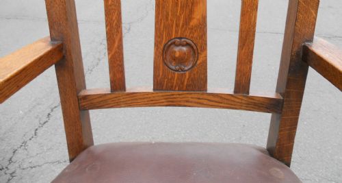 EDWARDIAN GOLDEN OAK CARVER ARMCHAIR - ADDITIONAL PHOTO 3