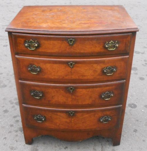 Small Walnut Bowfront Chest of Drawers