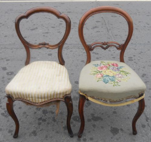 TWO VICTORIAN WALNUT DINING CHAIRS - ADDITIONAL PHOTO 4