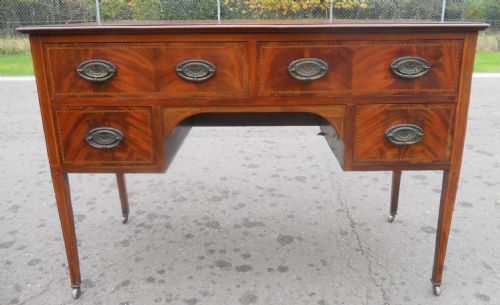 EDWARDIAN INLAID MAHOGANY WRITING DESK - ADDITIONAL PHOTO 1