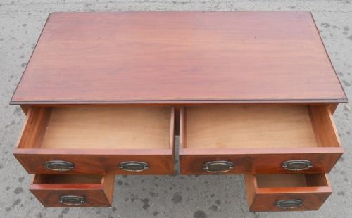 EDWARDIAN INLAID MAHOGANY WRITING DESK - ADDITIONAL PHOTO 9