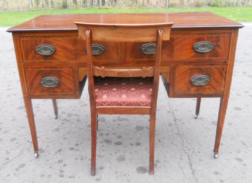 EDWARDIAN INLAID MAHOGANY WRITING DESK - ADDITIONAL PHOTO 10