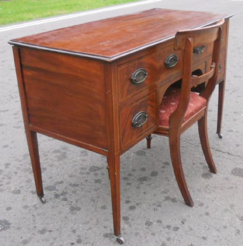 EDWARDIAN INLAID MAHOGANY WRITING DESK - ADDITIONAL PHOTO 11