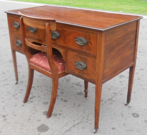 EDWARDIAN INLAID MAHOGANY WRITING DESK - ADDITIONAL PHOTO 12