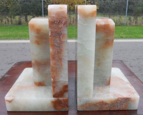 ART DECO PAIR OF ALABASTER BOOKENDS - ADDITIONAL PHOTO 2