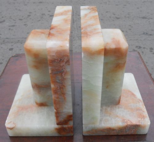 ART DECO PAIR OF ALABASTER BOOKENDS - ADDITIONAL PHOTO 4