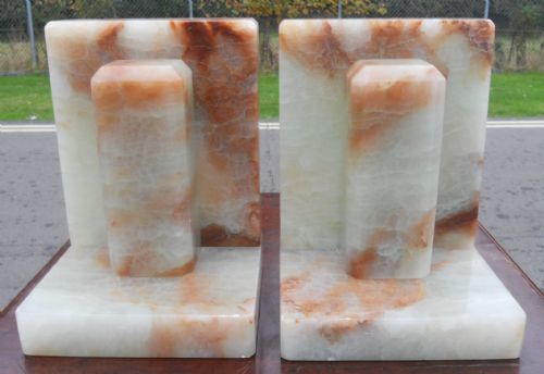 ART DECO PAIR OF ALABASTER BOOKENDS - ADDITIONAL PHOTO 5