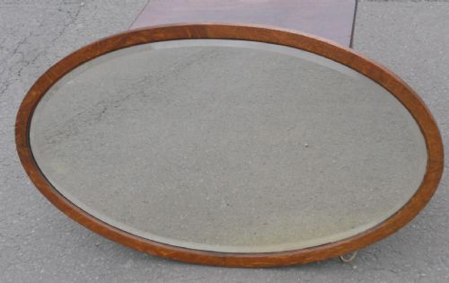 Large Oval Oak Framed Wall Mirror