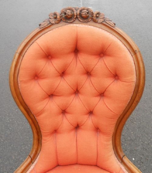 VICTORIAN CARVED WALNUT FRAMED NURSING CHAIR - ADDITIONAL PHOTO 1