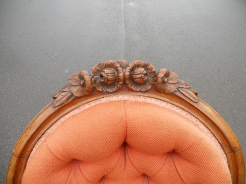 VICTORIAN CARVED WALNUT FRAMED NURSING CHAIR - ADDITIONAL PHOTO 2