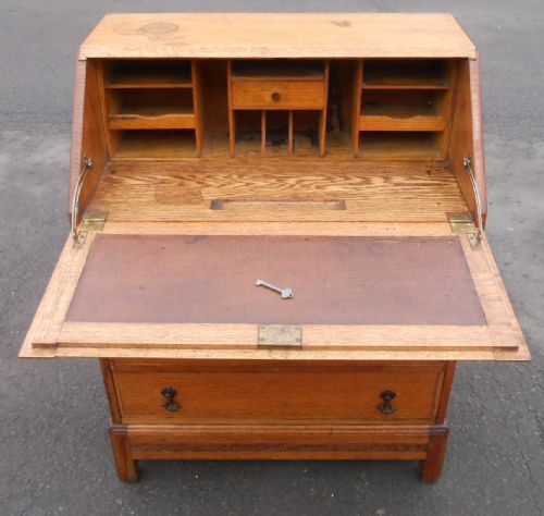 GOLDEN OAK WRITING BUREAU - ADDITIONAL PHOTO 7