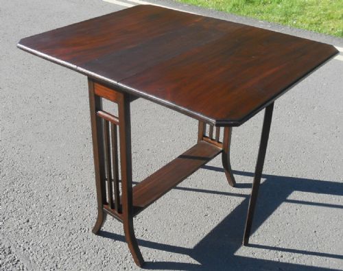 EDWARDIAN MAHOGANY DROPLEAF COFFEE TABLE - ADDITIONAL PHOTO 4