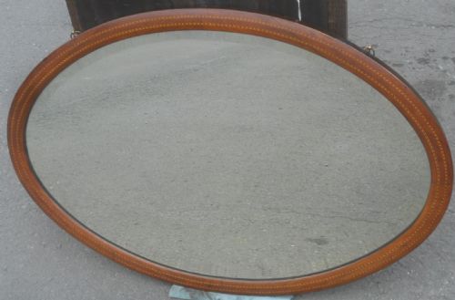 Edwardian Oval Inlaid Mahogany Wall Mirror