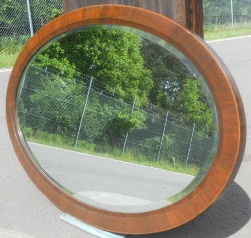 Large Oval Mahogany Framed Hanging Wall Mirror