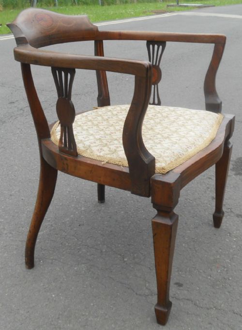 EDWARDIAN INLAID MAHOGANY TUB ARMCHAIR - ADDITIONAL PHOTO 2