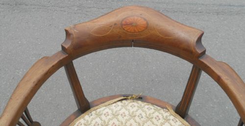 EDWARDIAN INLAID MAHOGANY TUB ARMCHAIR - ADDITIONAL PHOTO 5