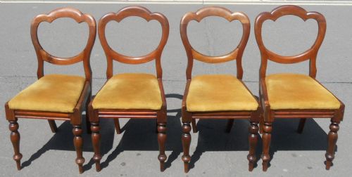 Set of Four Victorian Mahogany Crown Back Dining Chairs