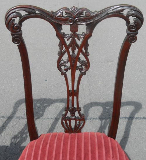 SET OF FOUR EDWARDIAN CARVED MAHOGANY DINING CHAIRS - ADDITIONAL PHOTO 2
