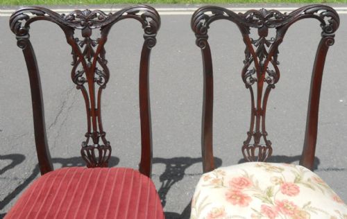 SET OF FOUR EDWARDIAN CARVED MAHOGANY DINING CHAIRS - ADDITIONAL PHOTO 4