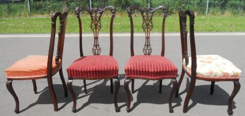 SET OF FOUR EDWARDIAN CARVED MAHOGANY DINING CHAIRS - ADDITIONAL PHOTO 6