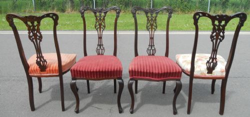 SET OF FOUR EDWARDIAN CARVED MAHOGANY DINING CHAIRS - ADDITIONAL PHOTO 9