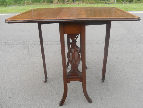 EDWARDIAN MAHOGANY DROPLEAF COFFEE TABLE - ADDITIONAL PHOTO 7