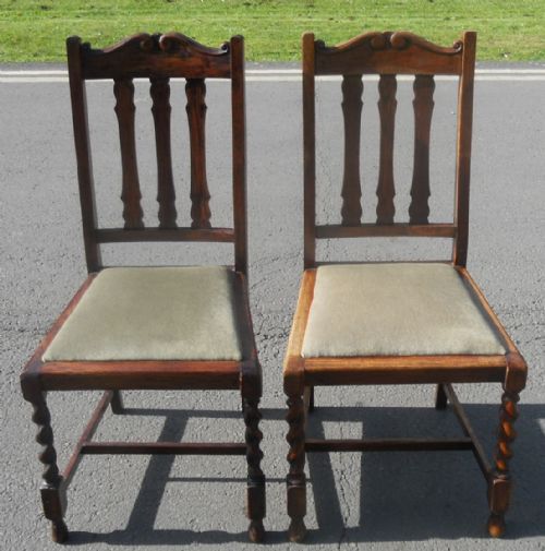 Pair Oak Highback Dining Chairs