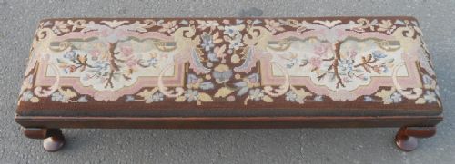MAHOGANY FRAMED LONG FOOTSTOOL - ADDITIONAL PHOTO 1
