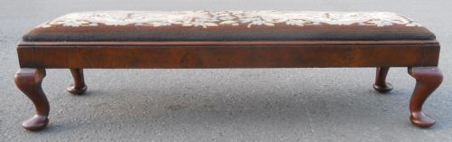 MAHOGANY FRAMED LONG FOOTSTOOL - ADDITIONAL PHOTO 3