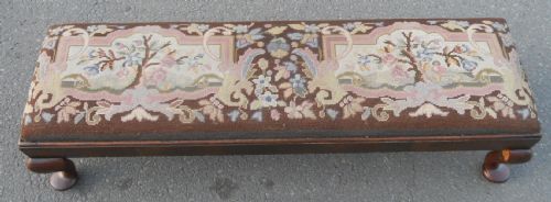 MAHOGANY FRAMED LONG FOOTSTOOL - ADDITIONAL PHOTO 4