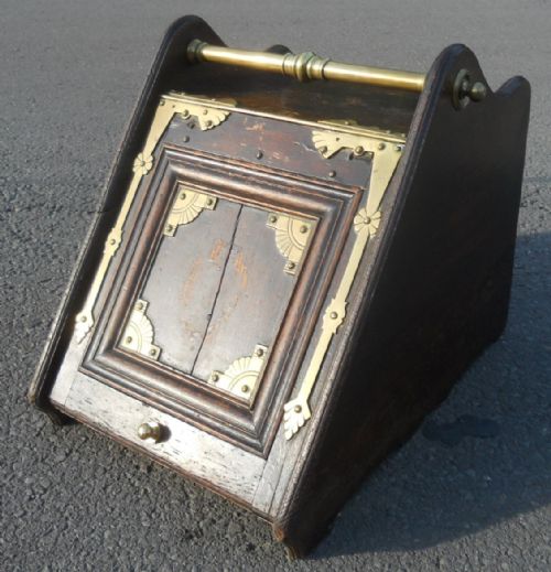 BRASS MOUNTED WOODEN COAL BOX - ADDITIONAL PHOTO 3